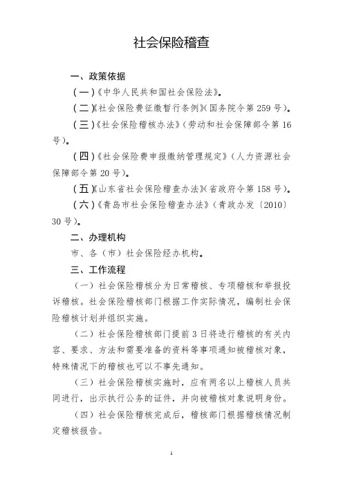 社会保险支付稽核业务说明书