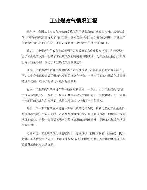 工业煤改气情况汇报