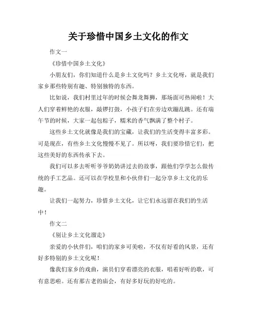 关于珍惜中国乡土文化的作文