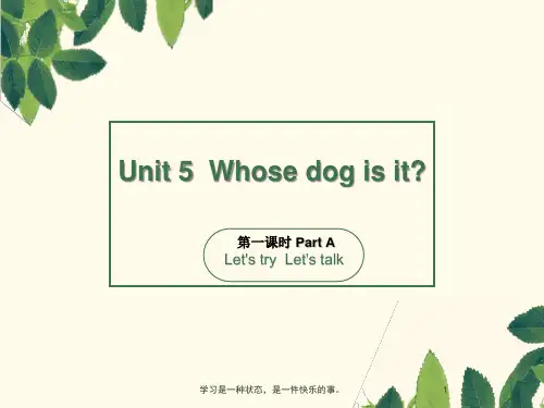 最新人教PEP版五年级英语下册Unit5 Whose dog is it_   第一课时ppt教学课件