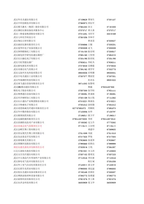 武汉光谷电子企业名单