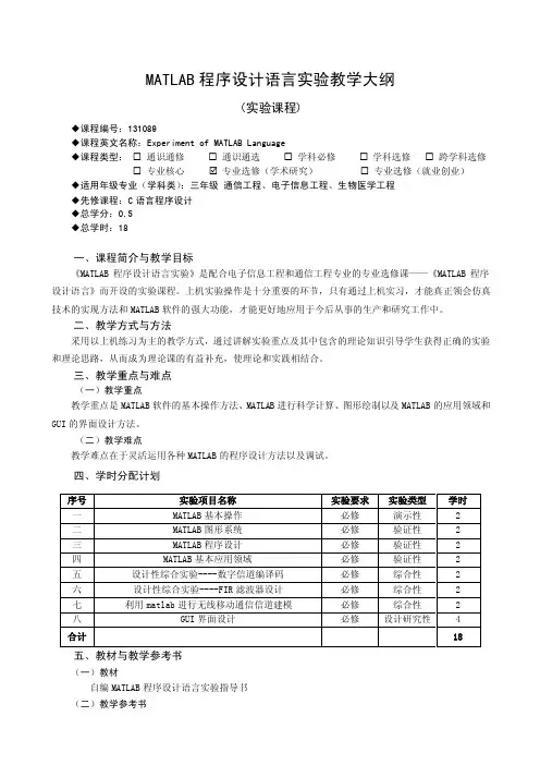 matlab实验书