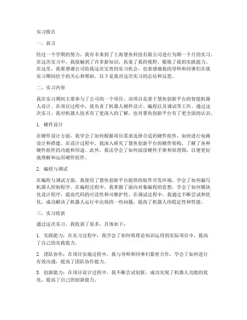 慧鱼实习报告