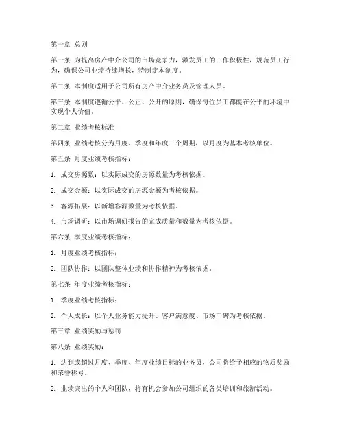 房产中介业绩管理制度模板