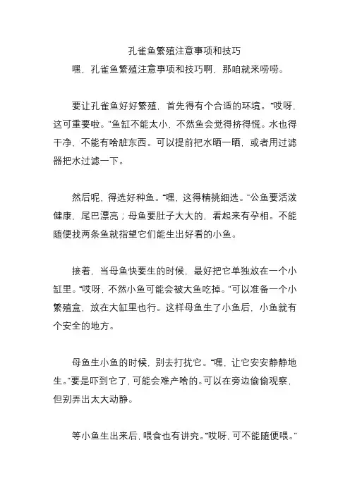 孔雀鱼繁殖注意事项和技巧