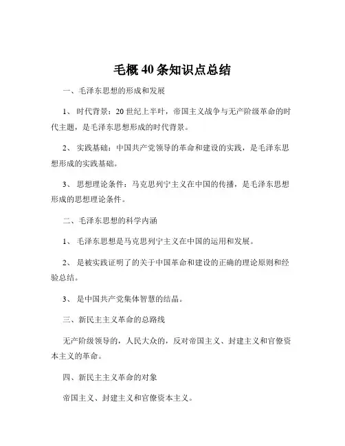 毛概40条知识点总结
