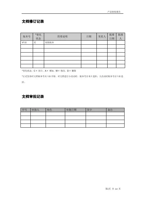 项目验收报告模板