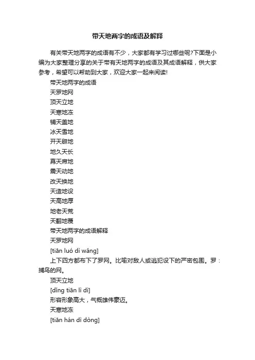 带天地两字的成语及解释