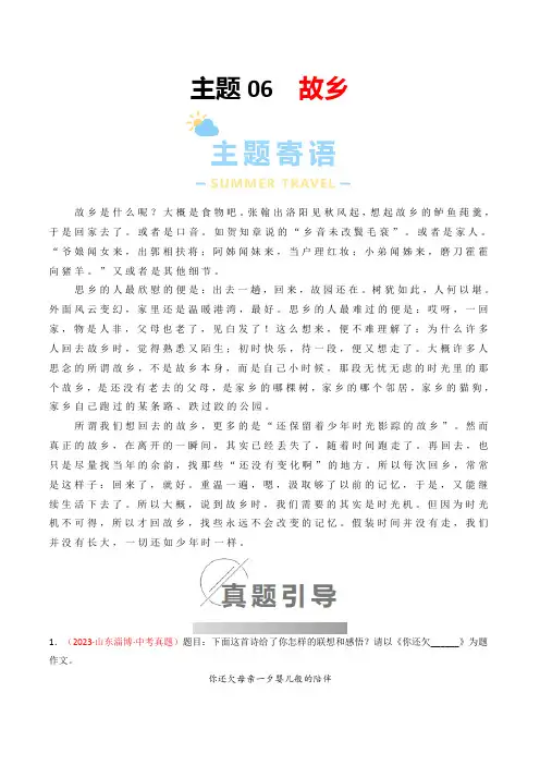 主题06 故乡(原卷版)