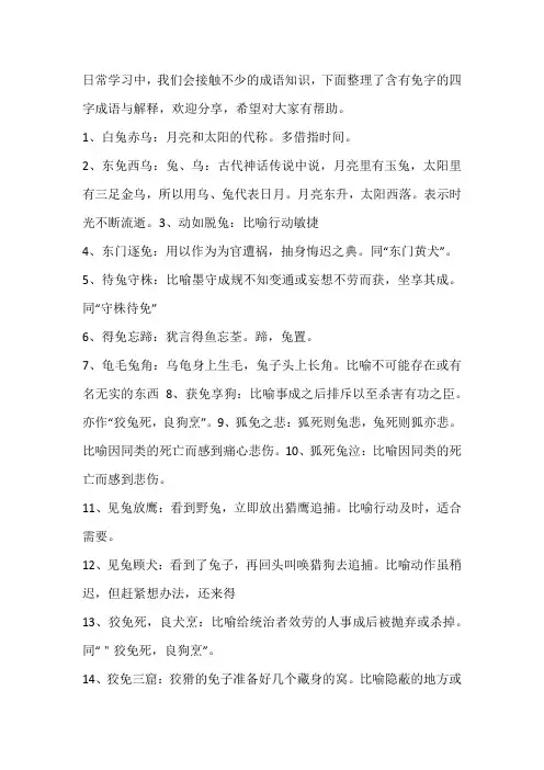 兔子的四字词语