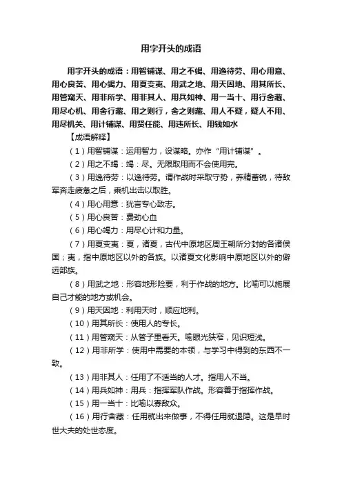 用字开头的成语