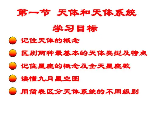 高中地理选修一宇宙与地球 第一章第一节《天体和星空》课件