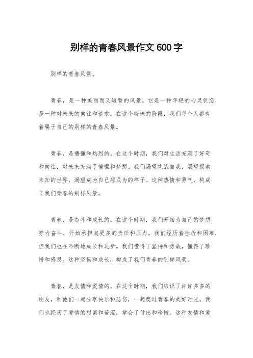 别样的青春风景作文600字