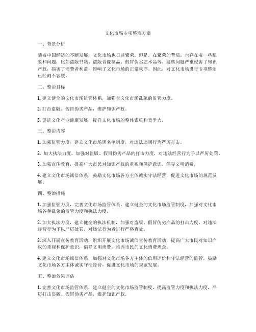 文化市场专项整治方案