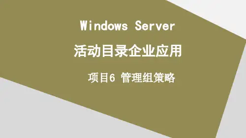 Windows Server活动目录企业应用Windows Server管理组策略