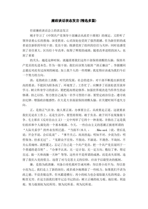 廉政谈话表态发言
