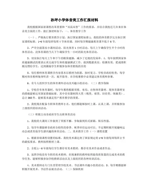 孙坪小学体音美工作汇报材料