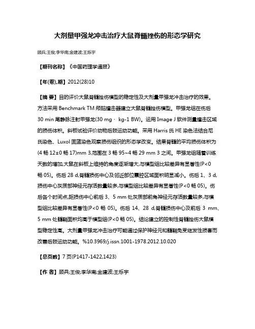 大剂量甲强龙冲击治疗大鼠脊髓挫伤的形态学研究