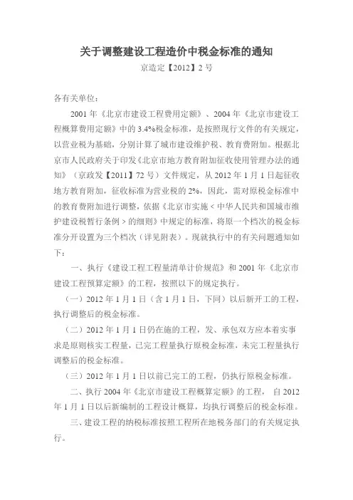 调整税金的通知