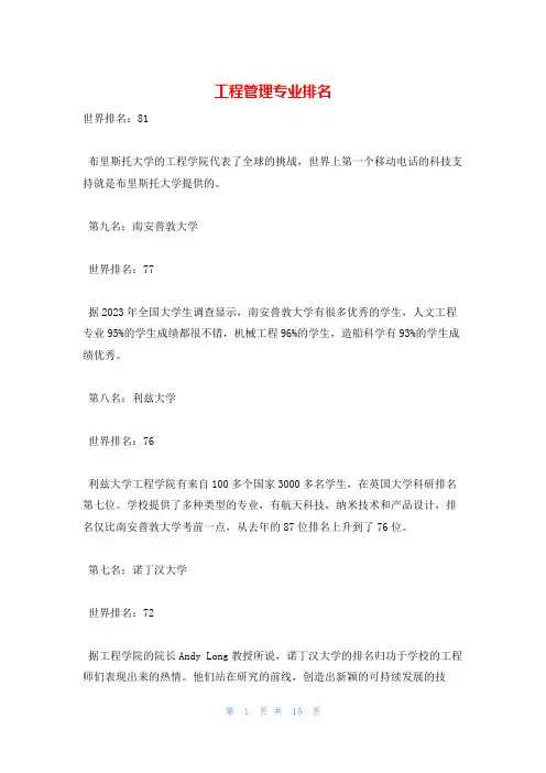 工程管理专业排名