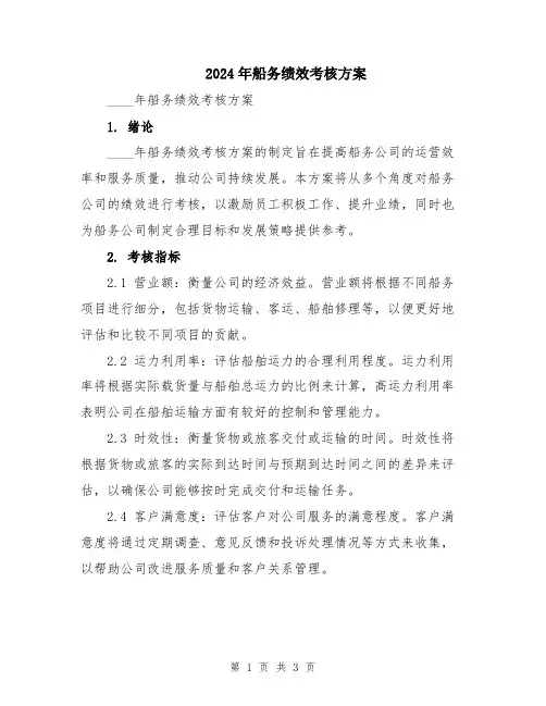 2024年船务绩效考核方案
