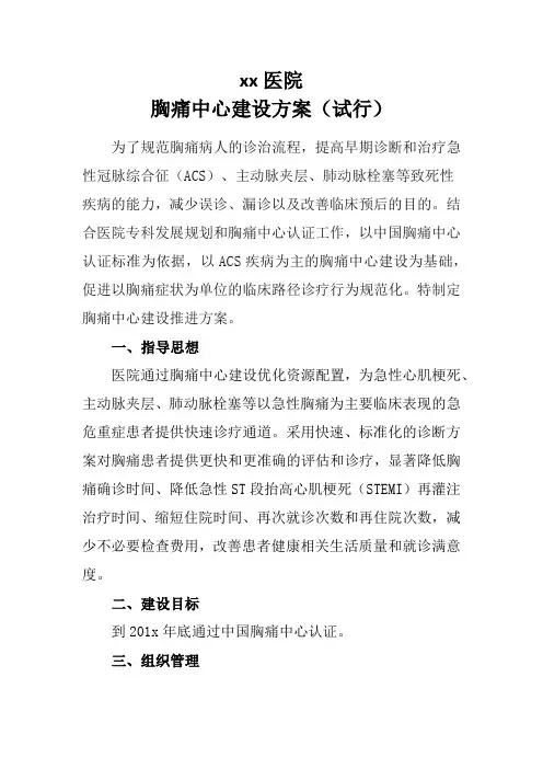 胸痛中心建设方案(试行)