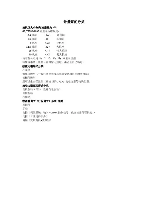 计量泵的分类