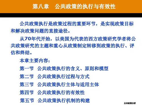 第八章公共政策的执行与有效性