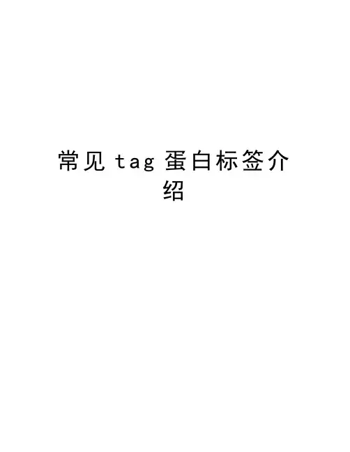 常见tag蛋白标签介绍讲课讲稿