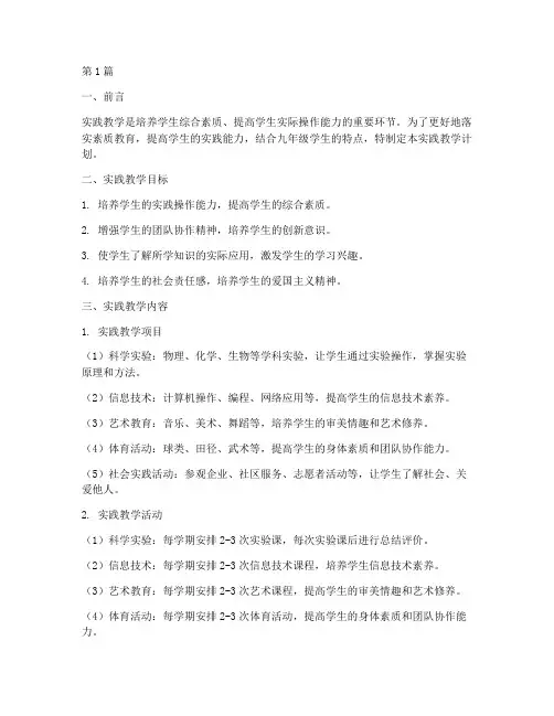 九年级实践教学计划(3篇)