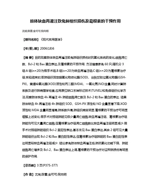 肢体缺血再灌注致兔肺组织损伤及葛根素的干预作用