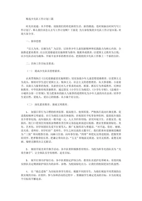 2020年精选少先队工作计划三篇