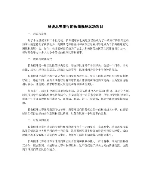 浅谈北美流行的长曲棍球运动项目