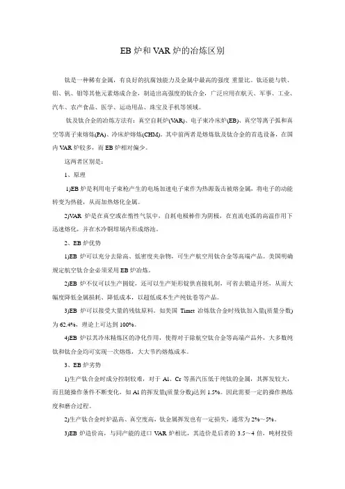 EB炉和VAR炉的冶炼区别
