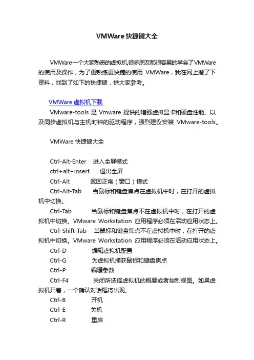 VMWare快捷键大全