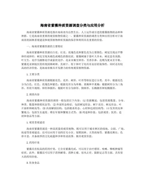 海南省紫薇种质资源调查分类与应用分析