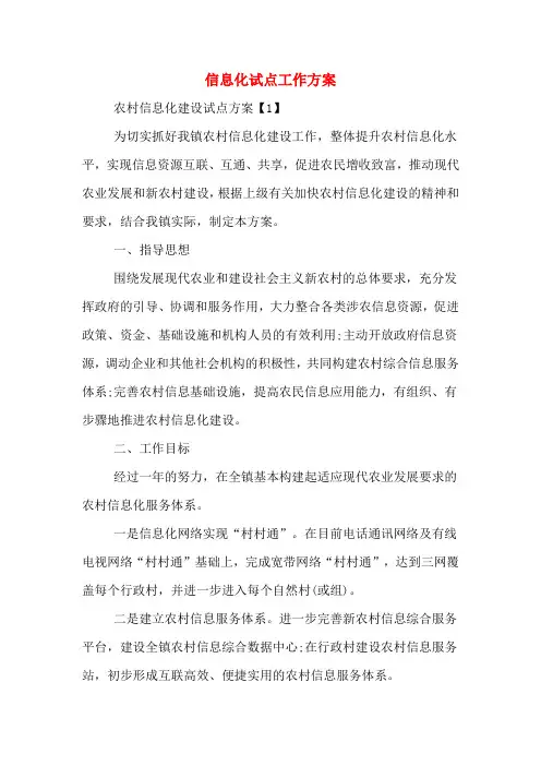 信息化试点工作方案
