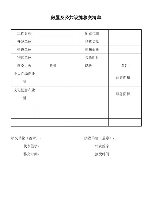 物业移交表格(全套)(同名20307)