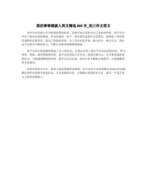 我的青春摆渡人范文精选800字_初三作文范文