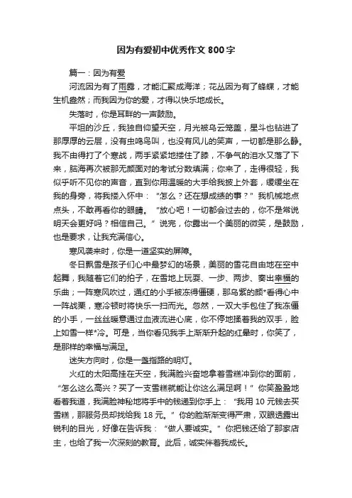 因为有爱初中优秀作文800字