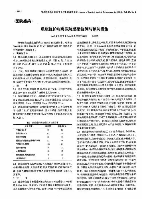重症监护病房医院感染监测与预防措施