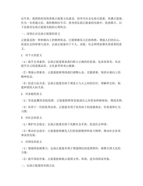 弘扬正能量实践心得体会