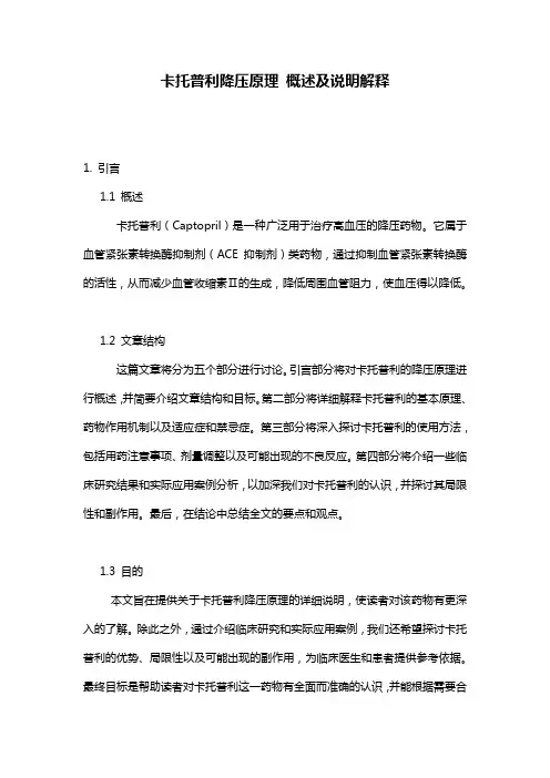 卡托普利降压原理_概述及说明解释