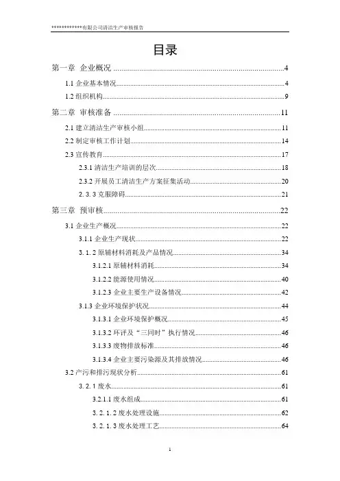 制药行业清洁生产审核资料