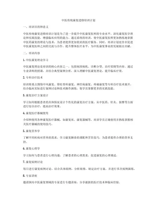 中医传统康复进修培训计划