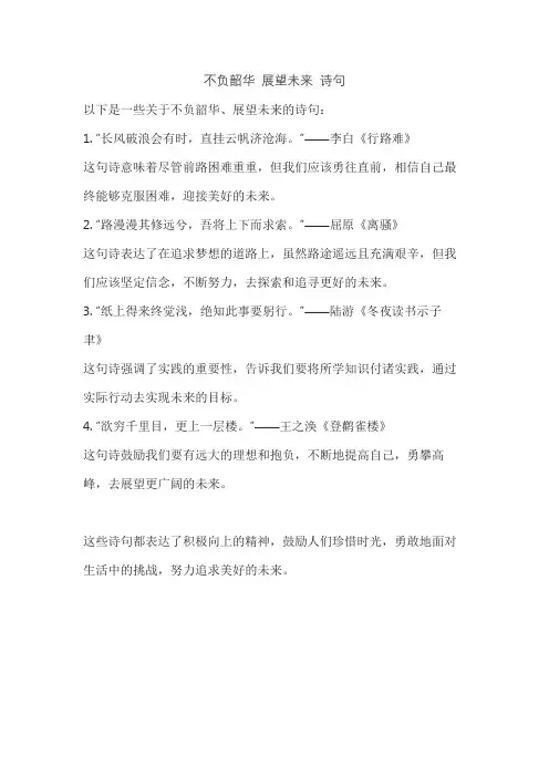 不负韶华 展望未来 诗句
