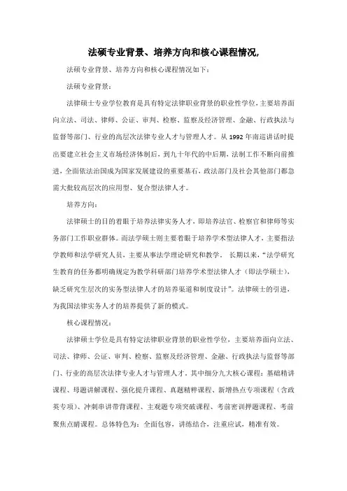 法硕专业背景、培养方向和核心课程情况,