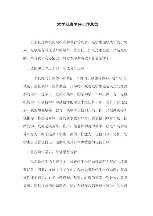 班主任工作总结