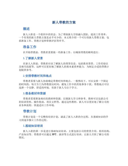 新人带教的方案