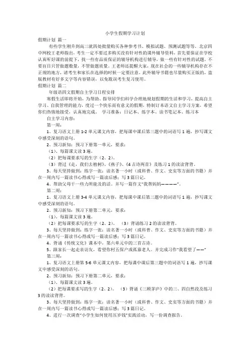 小学生假期学习计划